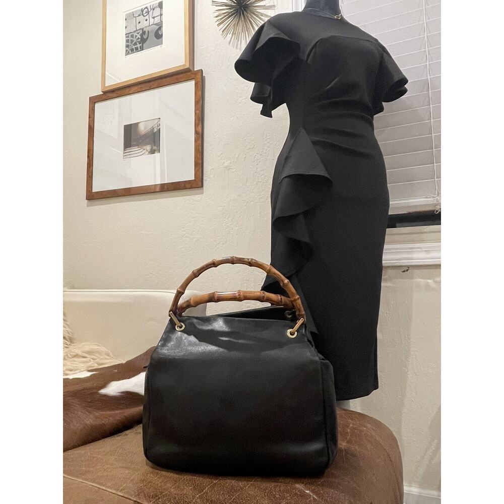 Authentic Vintage Gucci Bamboo Top Handle Bag – Restored Seam & Luxury Liner